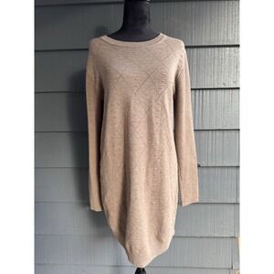 Papillon Women's Light Brown Diamond Knit Sweater‎ Dress Size Large!